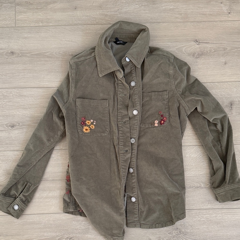 DRIFTWOOD Olive Floral Embroidered Utility Jacket - Picture 2 of 2